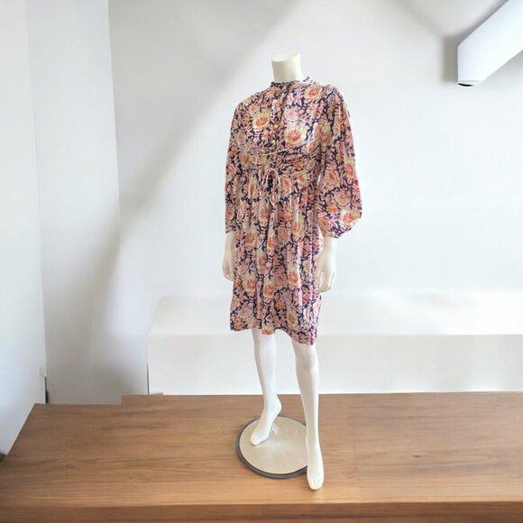 ANTIK BATIK Andre Floral Cotton Mini Long Sleeve Dress , size Extra Small - Picture 14 of 15